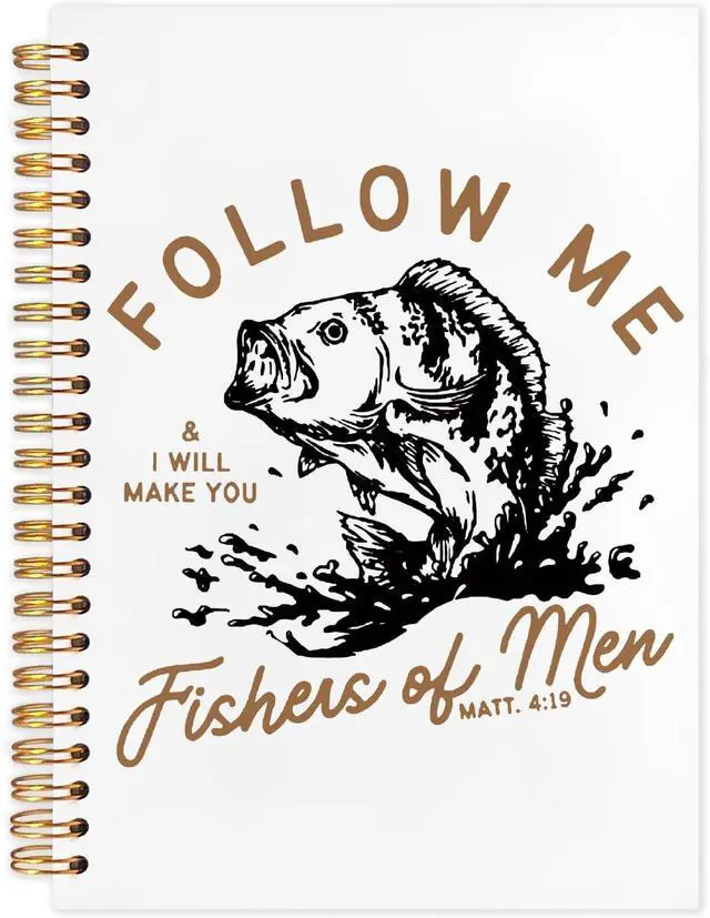 Main image of Retro Fish Christian Notebook,Bible Journal for Men, Matthew 4:19 Bible Verse Journal, Religious Scripture Spiral Notebook Journal for Note Taking, Christian Gifts for Women Men, 5.5x8.3 Inch