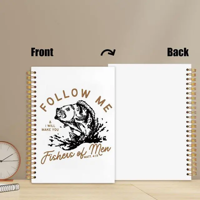 Alt view image 7 of 7 - Retro Fish Christian Notebook,Bible Journal for Men, Matthew 4:19 Bible Verse Journal, Religious Scripture Spiral Notebook Journal for Note Taking, Christian Gifts for Women Men, 5.5x8.3 Inch