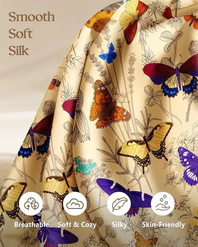 Alt view image 3 of 6 - Miss Adola Satin Body Pillow Cover with Zipper - 20x54 Inch Silky Long Pillow Case for Women Ladies Adults Soft Bed Decorative Cute Boho Large Body Pillowcase for Hair and Skin, Butterfly