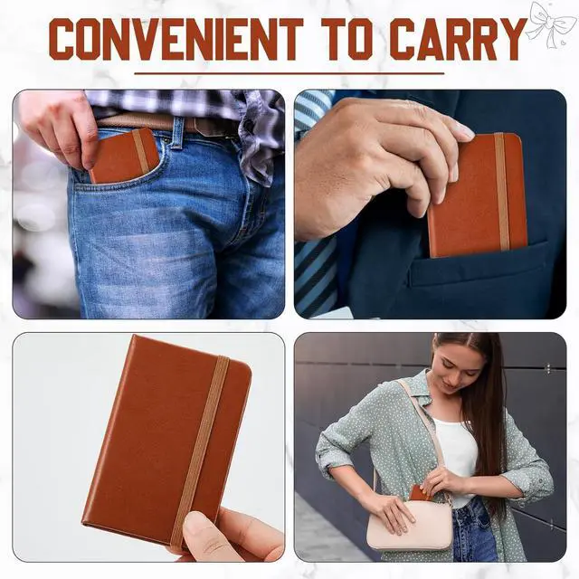 Alt view image 7 of 7 - Qeeenar 4 Pcs Mini Pocket Hardcover Notebook Brown Classic