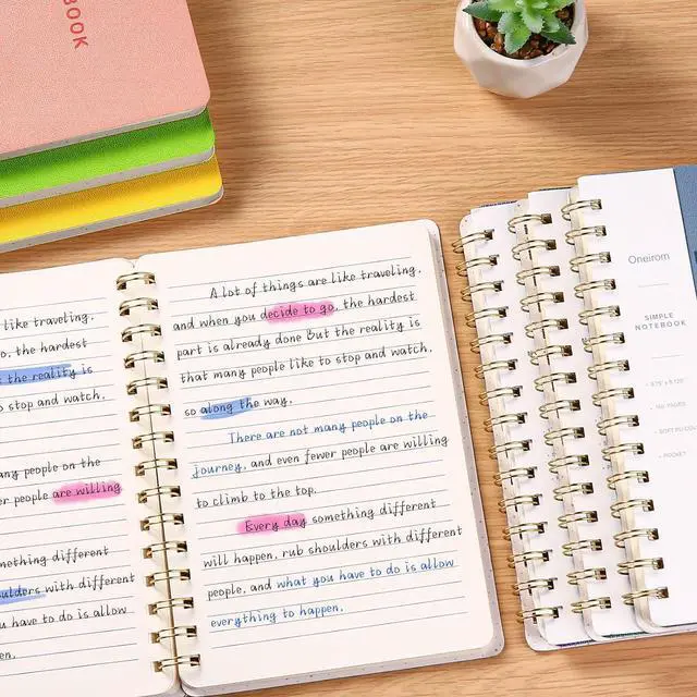 Alt view image 4 of 7 - Spiral Notebook-6.10" x 8.19" College Ruled Journal with Inner Pockets and 160 Pages,PU Leather Cover Business Journal, Twin-Wire Binding Notebook Perfect for Office & Home School Supplies