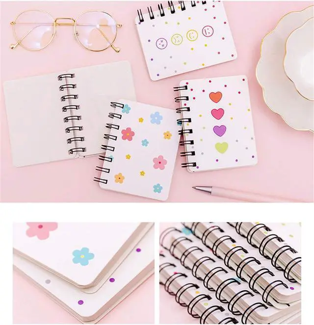 Alt view image 6 of 7 - Yansanido Small Spiral Notebook, 4 Pcs 3.14 Inch x 4.13 Inch 4 Style Design Thick Hardcover Blank Pages 80 Sheets -160 Pages Journals for Study and Notes(Spiral 3.14 x4.13 Inch 4set, 3.14 x4.13 Inch)