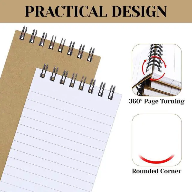 Alt view image 4 of 7 - Thboxes 8 Pack Pocket Notebook, 3x5 Small Spiral Notebooks with 60 Sheets/120 Lined Pages Small Notebook Spiral Notepads Mini Note Pads Notebooks for School Office (Brown)