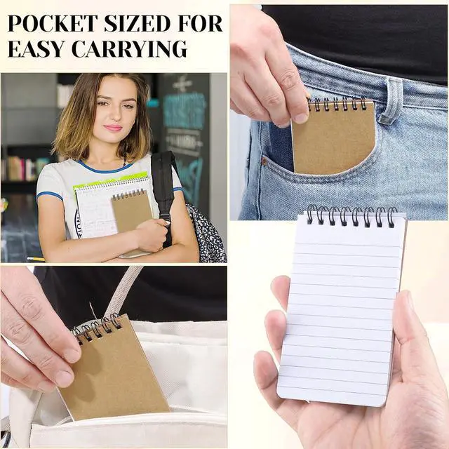 Alt view image 6 of 7 - Thboxes 8 Pack Pocket Notebook, 3x5 Small Spiral Notebooks with 60 Sheets/120 Lined Pages Small Notebook Spiral Notepads Mini Note Pads Notebooks for School Office (Brown)