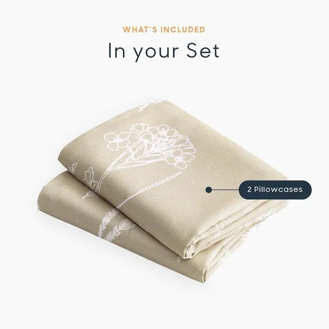 Alt view image 4 of 5 - Wake In Cloud - Floral Pillow Cases, Botanical Flower Cottagecore Pattern Printed, Set of 2 Soft Pillowcases Pillow Shams Covers, Tan, Standard Size 20x26 Inches