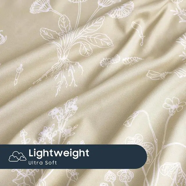 Alt view image 5 of 5 - Wake In Cloud - Floral Pillow Cases, Botanical Flower Cottagecore Pattern Printed, Set of 2 Soft Pillowcases Pillow Shams Covers, Tan, Standard Size 20x26 Inches