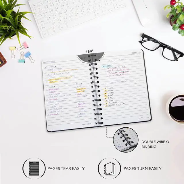 Alt view image 3 of 6 - Nextnoid Lined Spiral Notebook Journal For Women & Men - A5(5.8" x 8.3") 170 Pages, Hardcover Notebooks for Work & Note Taking, College Ruled Journals for Writing - Grey