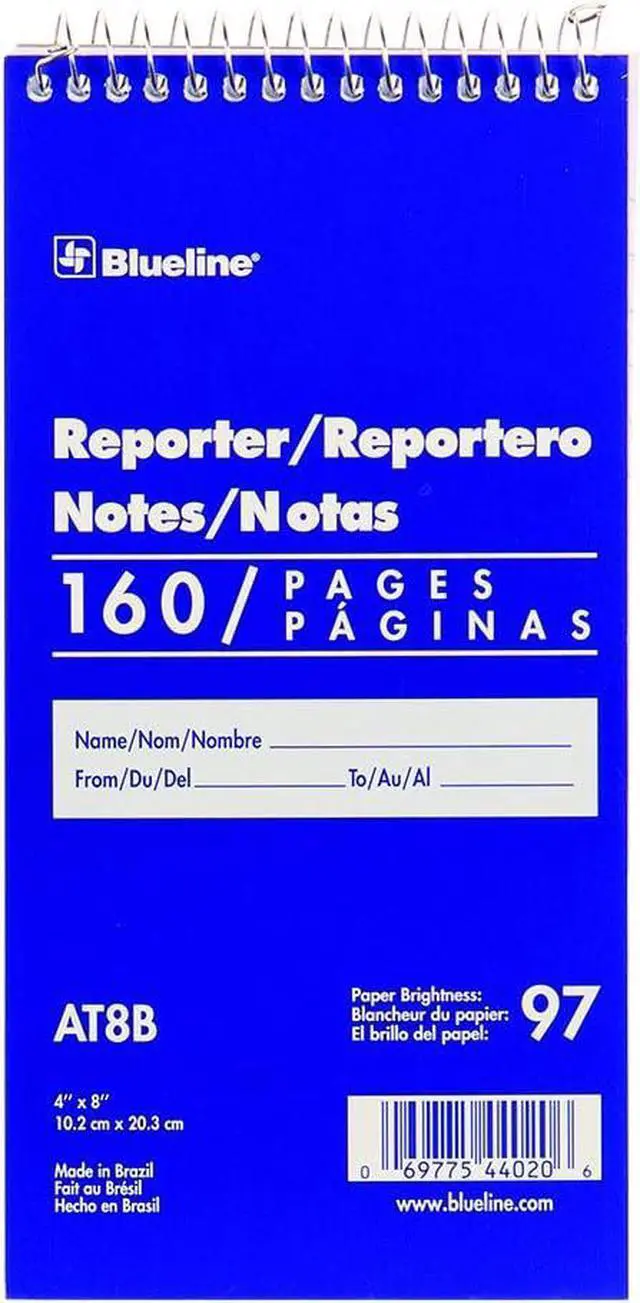 Main image of Blueline Reporter Notebook / Note Pad, 4 x 8 inches, 160 Pages / 80 Sheets (AT8B)
