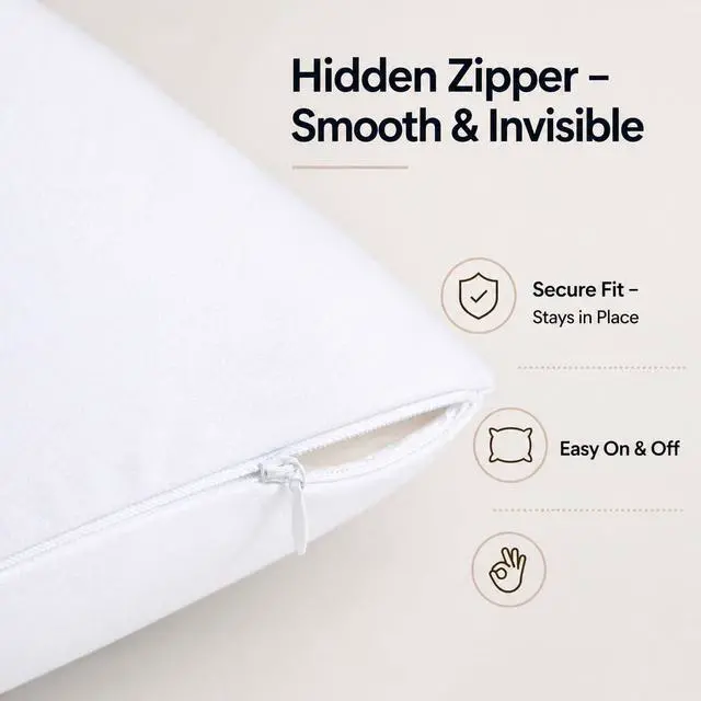 Alt view image 5 of 7 - EVOLIVE Body Pillow Cover 21"x54", Microfiber, Hidden Zipper (White)