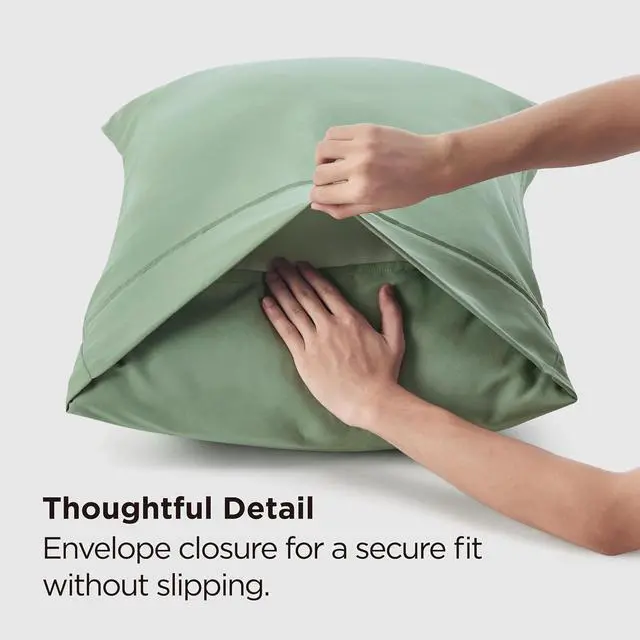 Alt view image 6 of 7 - Bedsure Queen Pillow Cases Set of 2 - Sage Green Brushed Microfiber Pillowcase 2 Pack, Super Soft and Cozy Pillow Case Covers with Envelope Closure for Kids, Wrinkle, Fade Resistant, 20x30 Inches