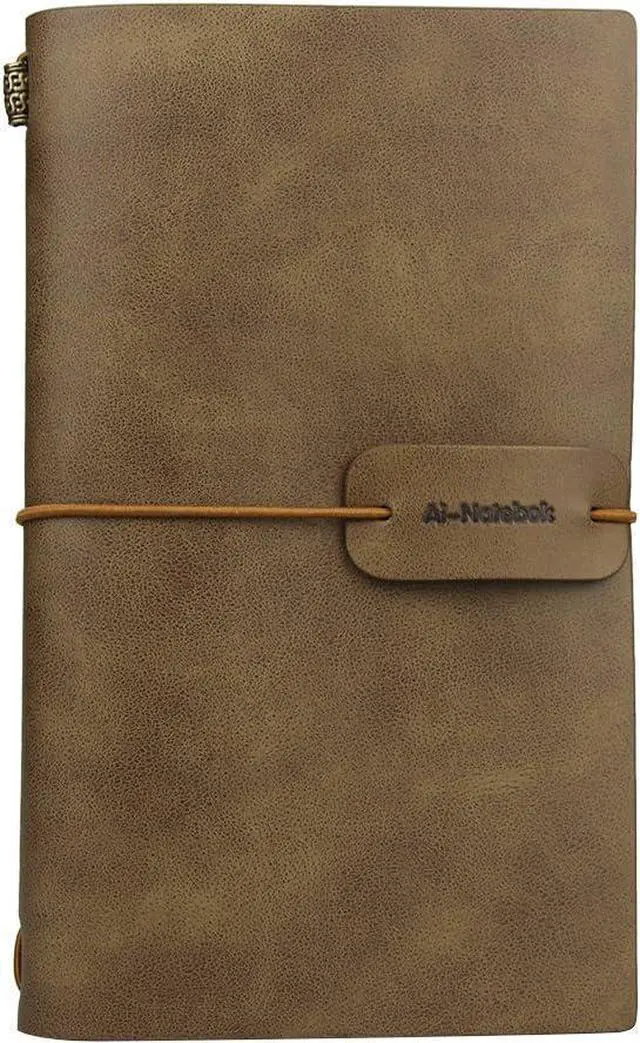 Main image of ai-natebok Travel Journal Notebook Vintage Retro Handmade Leather Lined Journal Refillable Note Book for Taking Notes, 4.72 X 7.87inch (White Coffee)
