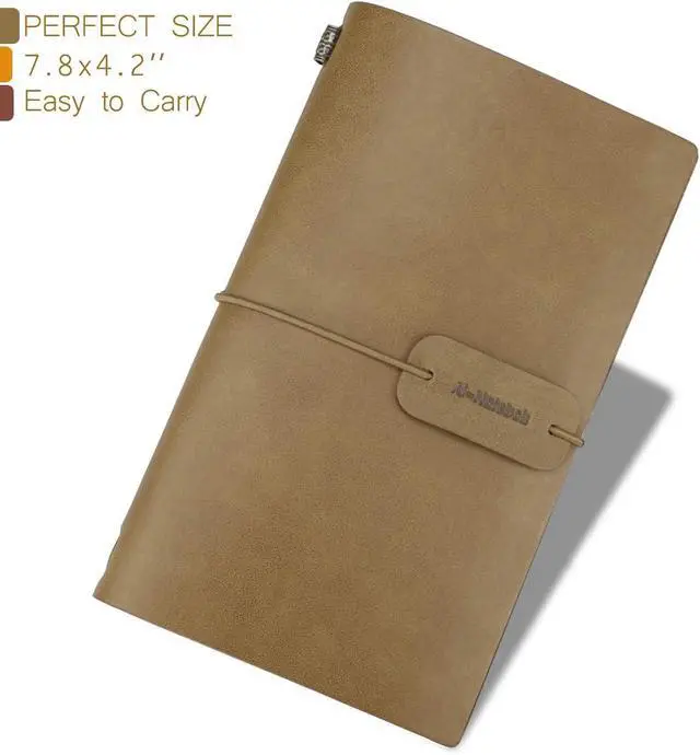 Alt view image 2 of 7 - ai-natebok Travel Journal Notebook Vintage Retro Handmade Leather Lined Journal Refillable Note Book for Taking Notes, 4.72 X 7.87inch (White Coffee)