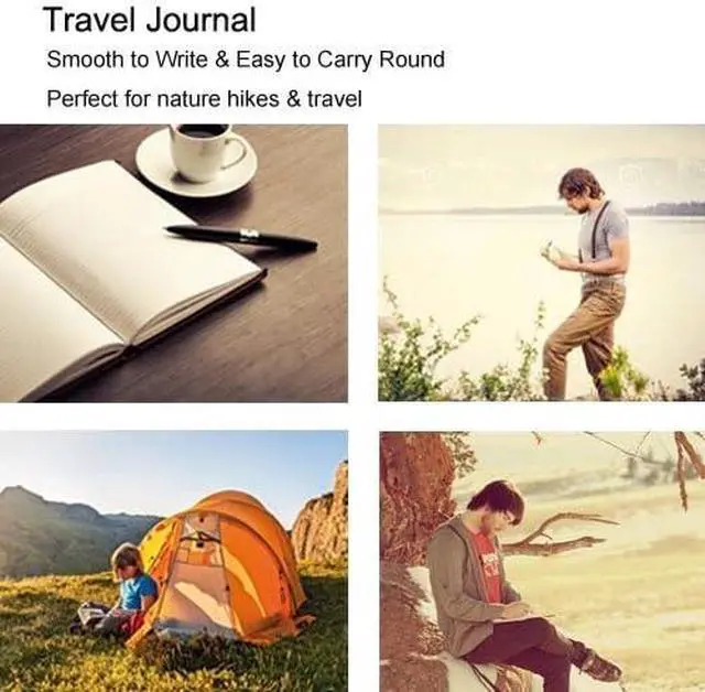 Alt view image 6 of 7 - ai-natebok Travel Journal Notebook Vintage Retro Handmade Leather Lined Journal Refillable Note Book for Taking Notes, 4.72 X 7.87inch (White Coffee)