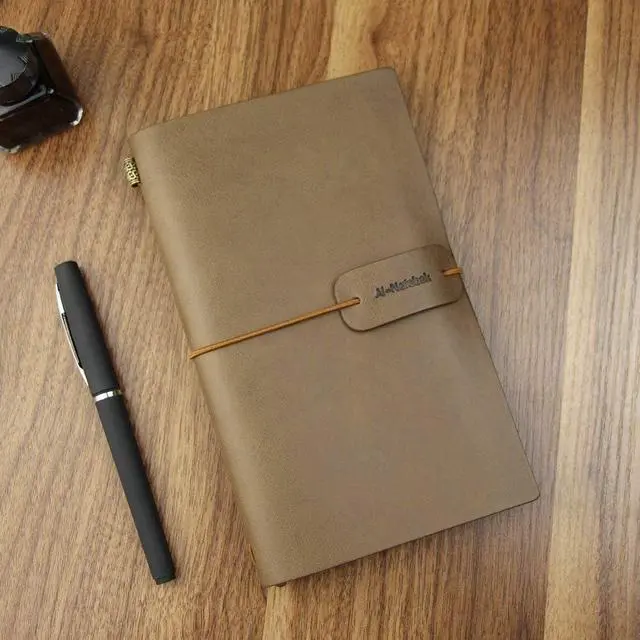 Alt view image 4 of 7 - ai-natebok Travel Journal Notebook Vintage Retro Handmade Leather Lined Journal Refillable Note Book for Taking Notes, 4.72 X 7.87inch (White Coffee)