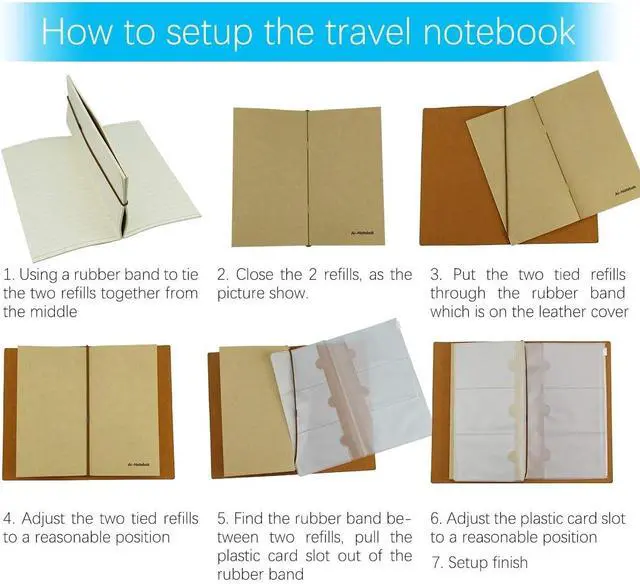 Alt view image 7 of 7 - ai-natebok Travel Journal Notebook Vintage Retro Handmade Leather Lined Journal Refillable Note Book for Taking Notes, 4.72 X 7.87inch (White Coffee)