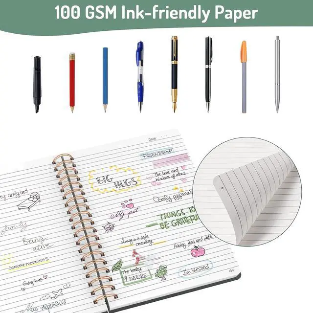 Alt view image 4 of 7 - Forvencer Lined Spiral Journal Notebook with 300 Numbered Pages, B5