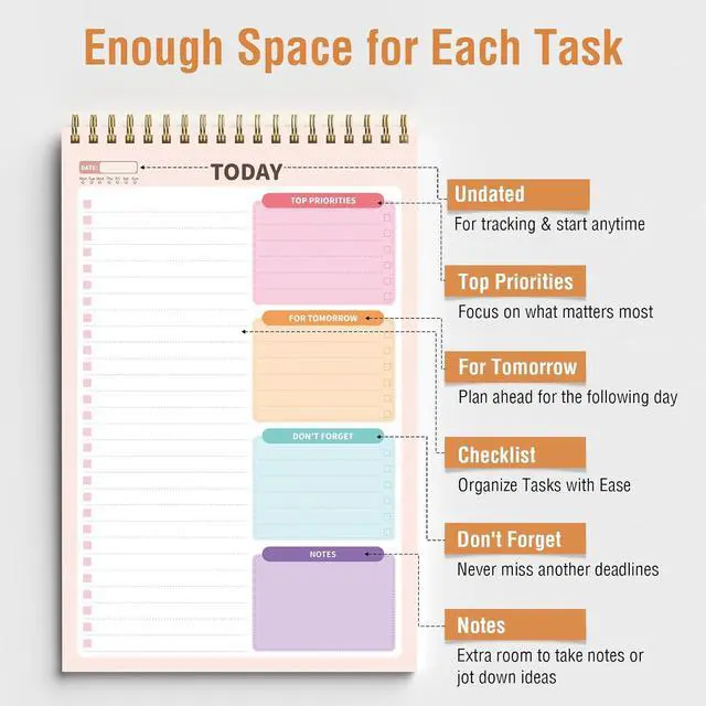 Alt view image 3 of 7 - Forvencer To Do List Notepad (6.5 x9.8), To Do List Notebook for Work