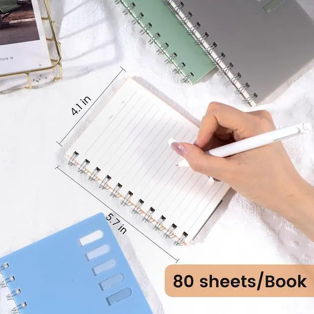 Alt view image 2 of 6 - 4 Pack Small Spiral Notebooks 4 x 6 Pocket Notebook College Ruled Hardcover