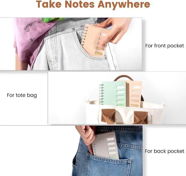 Alt view image 6 of 6 - 4 Pack Small Spiral Notebooks 4 x 6 Pocket Notebook College Ruled Hardcover