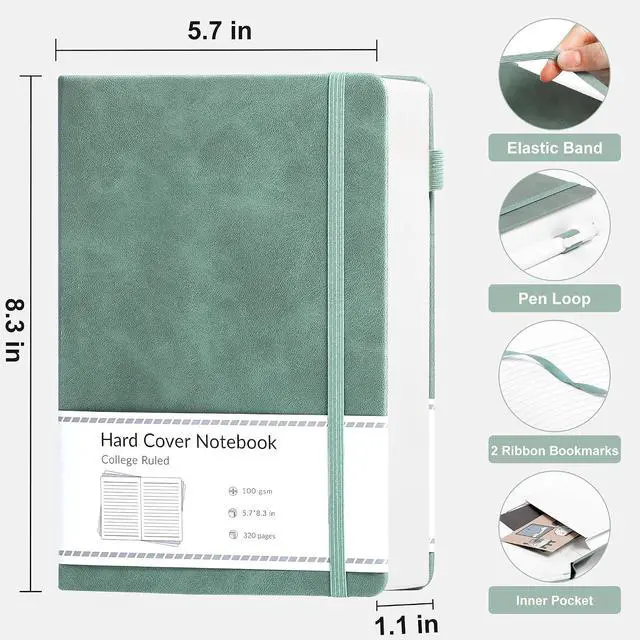 Alt view image 3 of 7 - CAGIE Journal Notebook for Women Men Leather Journaling Notebooks Diary A5