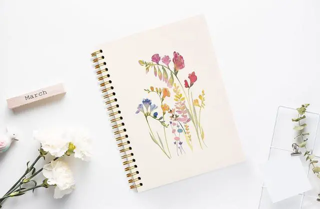 Alt view image 2 of 4 - Vintage Wild Flower Botanical Plant Hardcover Spiral Notebook 5.5x8.3,Rustic Spring Floral Cottagecore Notebook Journal for Work Office School Student Teacher.