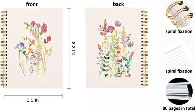 Alt view image 4 of 4 - Vintage Wild Flower Botanical Plant Hardcover Spiral Notebook 5.5x8.3,Rustic Spring Floral Cottagecore Notebook Journal for Work Office School Student Teacher.