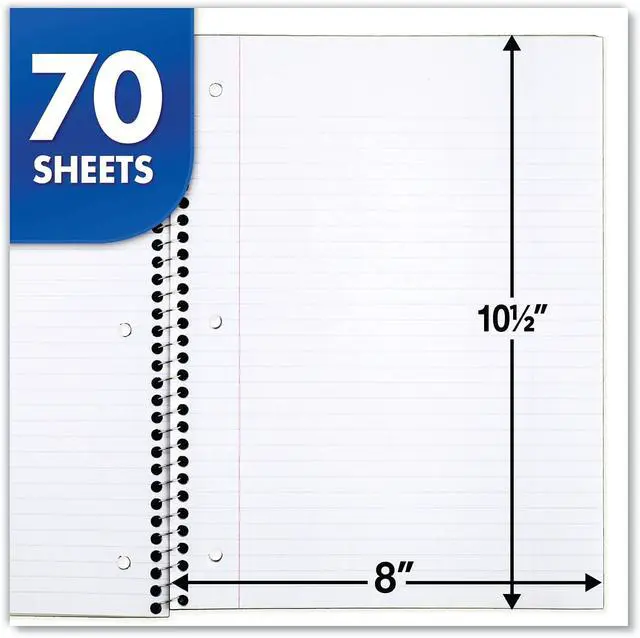 Alt view image 2 of 6 - Mead Spiral Notebook, 1 Subject, College Ruled Paper, 7-1/2" x 10-1/2", 70 Sheets per Notebook, Colors Will Vary, 6 Pack (73065)