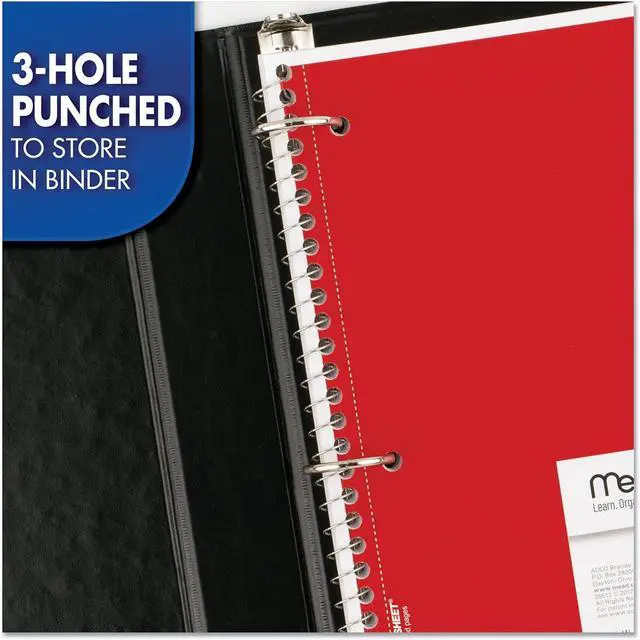 Alt view image 6 of 6 - Mead Spiral Notebook, 1 Subject, College Ruled Paper, 7-1/2" x 10-1/2", 70 Sheets per Notebook, Colors Will Vary, 6 Pack (73065)