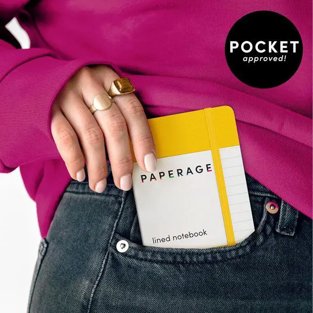 Alt view image 7 of 7 - PAPERAGE Lined Pocket Journal Notebook, 2 Pack, (Black), 160 Pages, Small Notebook, 3.6 inches x 5.6 inches - 100 GSM Thick Paper, Hardcover