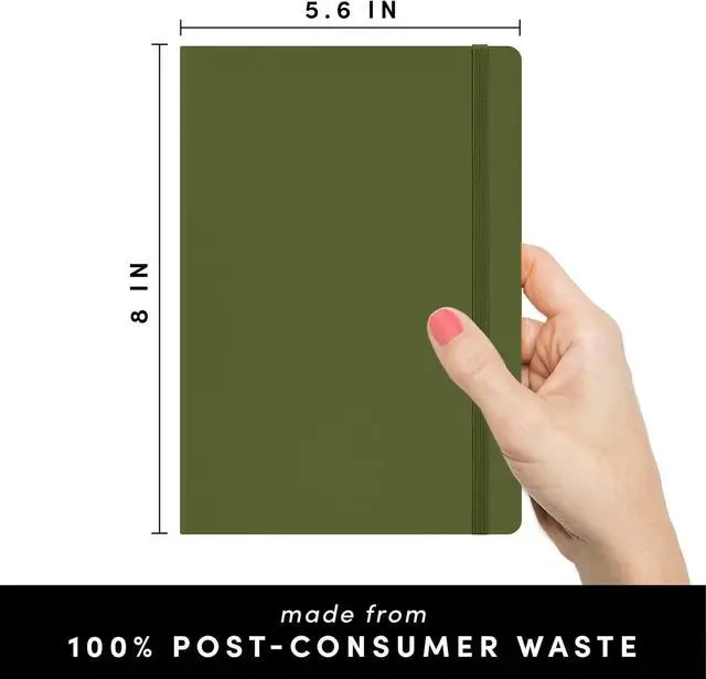 Alt view image 2 of 7 - PAPERAGE Recycled Blank Journal Notebook, (Olive), 160 Pages, Medium 5.6 in x 8 in - 100 GSM Thick Paper Hardcover Journaling Notebook for Work, School, Note Taking or Sketching