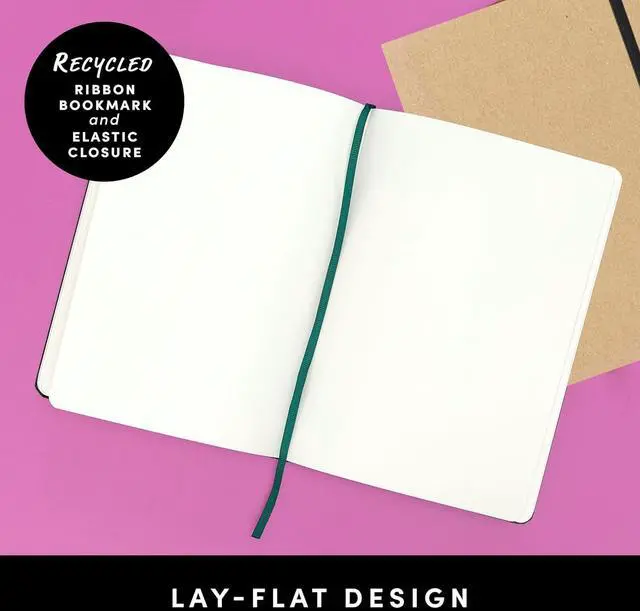 Alt view image 3 of 7 - PAPERAGE Recycled Blank Journal Notebook, (Olive), 160 Pages, Medium 5.6 in x 8 in - 100 GSM Thick Paper Hardcover Journaling Notebook for Work, School, Note Taking or Sketching