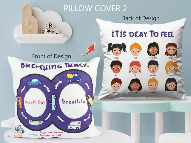Alt view image 3 of 7 - OLEEK Calming Corner Items 2 Kids Pillow case - Calming Pillows for Classroom - Emotions Pillow Calm Down Corner Supplies - Calm Corner Must Haves - Feelings Wheel Cover - Kid Pillows for Classroom