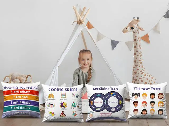 Alt view image 4 of 7 - OLEEK Calming Corner Items 2 Kids Pillow case - Calming Pillows for Classroom - Emotions Pillow Calm Down Corner Supplies - Calm Corner Must Haves - Feelings Wheel Cover - Kid Pillows for Classroom