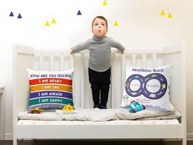 Alt view image 6 of 7 - OLEEK Calming Corner Items 2 Kids Pillow case - Calming Pillows for Classroom - Emotions Pillow Calm Down Corner Supplies - Calm Corner Must Haves - Feelings Wheel Cover - Kid Pillows for Classroom