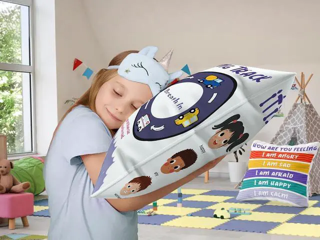 Alt view image 7 of 7 - OLEEK Calming Corner Items 2 Kids Pillow case - Calming Pillows for Classroom - Emotions Pillow Calm Down Corner Supplies - Calm Corner Must Haves - Feelings Wheel Cover - Kid Pillows for Classroom