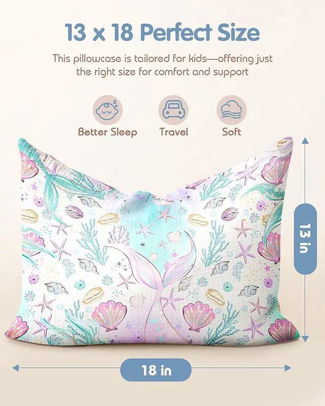 Alt view image 4 of 6 - Miss Adola Ultra-Soft Cotton Toddler Pillowcases Set of 2, Fish Tail