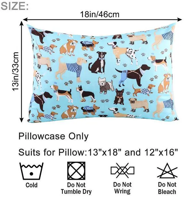 Alt view image 4 of 6 - Cloele Kids Toddler Pillowcase,Baby Pillow Cover,Blue Dog,13x18in,