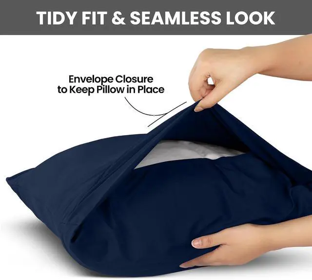 Alt view image 3 of 6 - Pillow Cases Queen Size Set of 4, Ultra Soft Comfy Pillow Covers, Navy