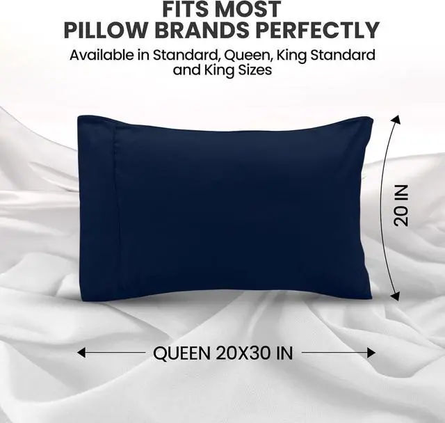 Alt view image 2 of 6 - Pillow Cases Queen Size Set of 4, Ultra Soft Comfy Pillow Covers, Navy