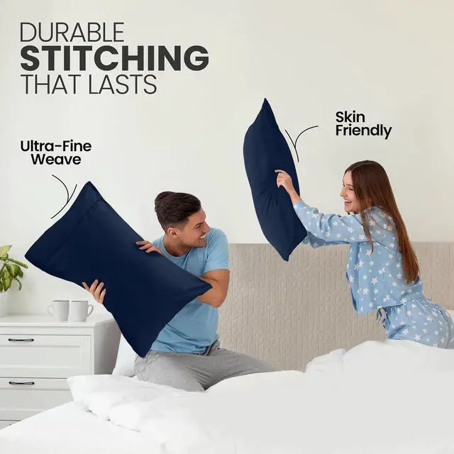 Alt view image 4 of 6 - Pillow Cases Queen Size Set of 4, Ultra Soft Comfy Pillow Covers, Navy