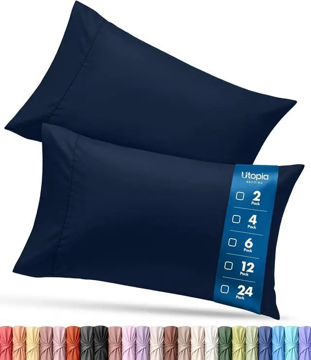 Main image of Pillow Cases Queen Size Set of 4, Ultra Soft Comfy Pillow Covers, Navy
