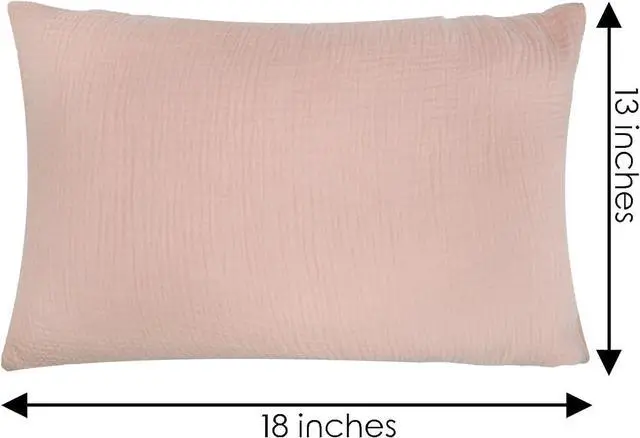 Alt view image 2 of 7 - Organic Cotton Muslin Mini Pillowcases with Envelope Design,2 Pack Ultra Breathable Kids Toddler Pillowcases for Boys and Girls- 13 x 18 inches (Coral)