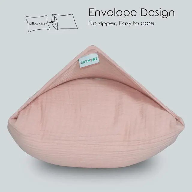 Alt view image 3 of 7 - Organic Cotton Muslin Mini Pillowcases with Envelope Design,2 Pack Ultra Breathable Kids Toddler Pillowcases for Boys and Girls- 13 x 18 inches (Coral)
