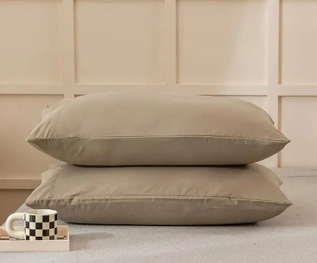 Alt view image 4 of 6 - Microfiber Queen Bed Pillowcases 2 Pack, Super Soft Bed Pillow Covers Envelope Closure, Wrinkle, Fade and Stain Resistant, 20x30, Dark Beige