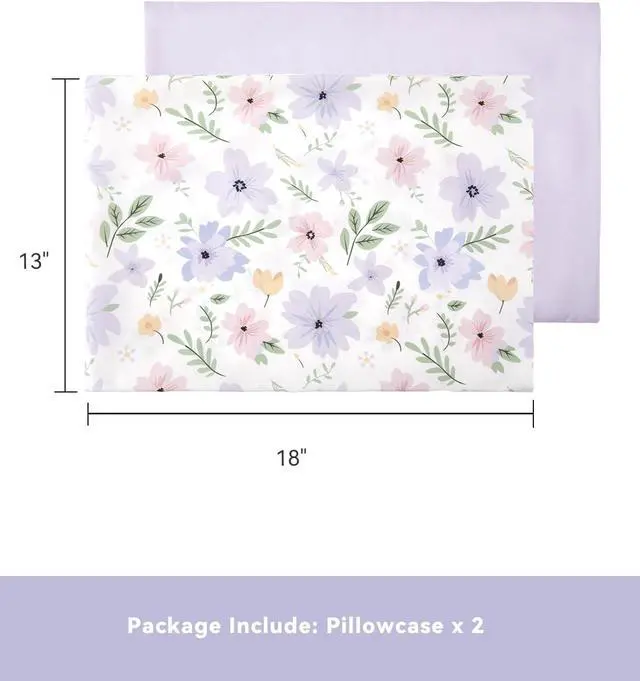 Alt view image 3 of 6 - TILLYOU Toddler Pillowcases 13 x 18 Travel Pillow Case 2 Pack, Kids Pillowcases Machine Washable with Envelope Closure, Brilliant Little Flowers