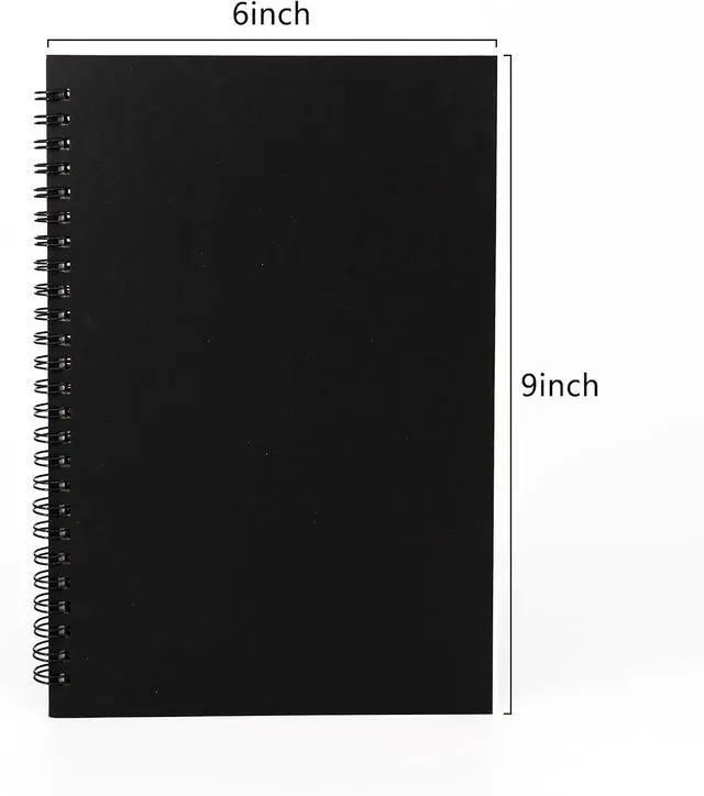 Alt view image 2 of 7 - DSTELIN 9 inch x 6 inch, 100GSM, Blank Spiral Notebook, 1-Pack, Soft Cover, Sketch book, 160 Pages / 80 Sheets, (Black)