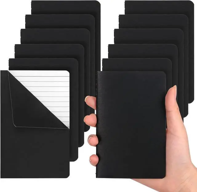 Main image of LABUK 12pcs Pocket Notebook 3.5 x 5.5in, Lined Small Notebooks, Black Softcover Memo Notepad for Men Women, 30 Sheets, 60 Pages
