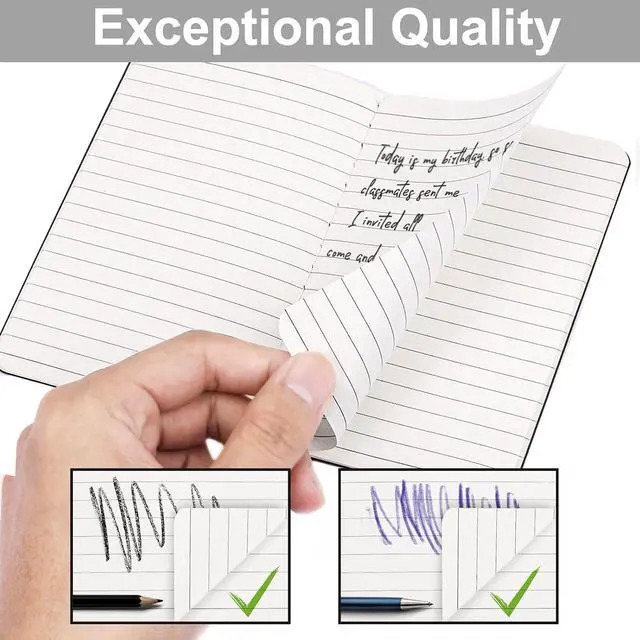 Alt view image 3 of 7 - LABUK 12pcs Pocket Notebook 3.5 x 5.5in, Lined Small Notebooks, Black Softcover Memo Notepad for Men Women, 30 Sheets, 60 Pages