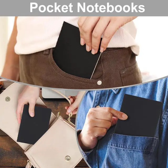 Alt view image 4 of 7 - LABUK 12pcs Pocket Notebook 3.5 x 5.5in, Lined Small Notebooks, Black Softcover Memo Notepad for Men Women, 30 Sheets, 60 Pages