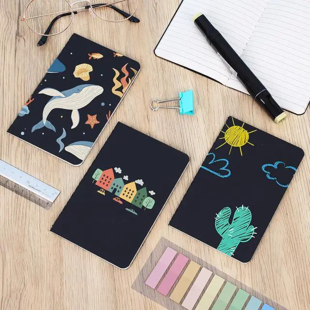 Alt view image 5 of 7 - LABUK 12pcs Pocket Notebook 3.5 x 5.5in, Lined Small Notebooks, Black Softcover Memo Notepad for Men Women, 30 Sheets, 60 Pages